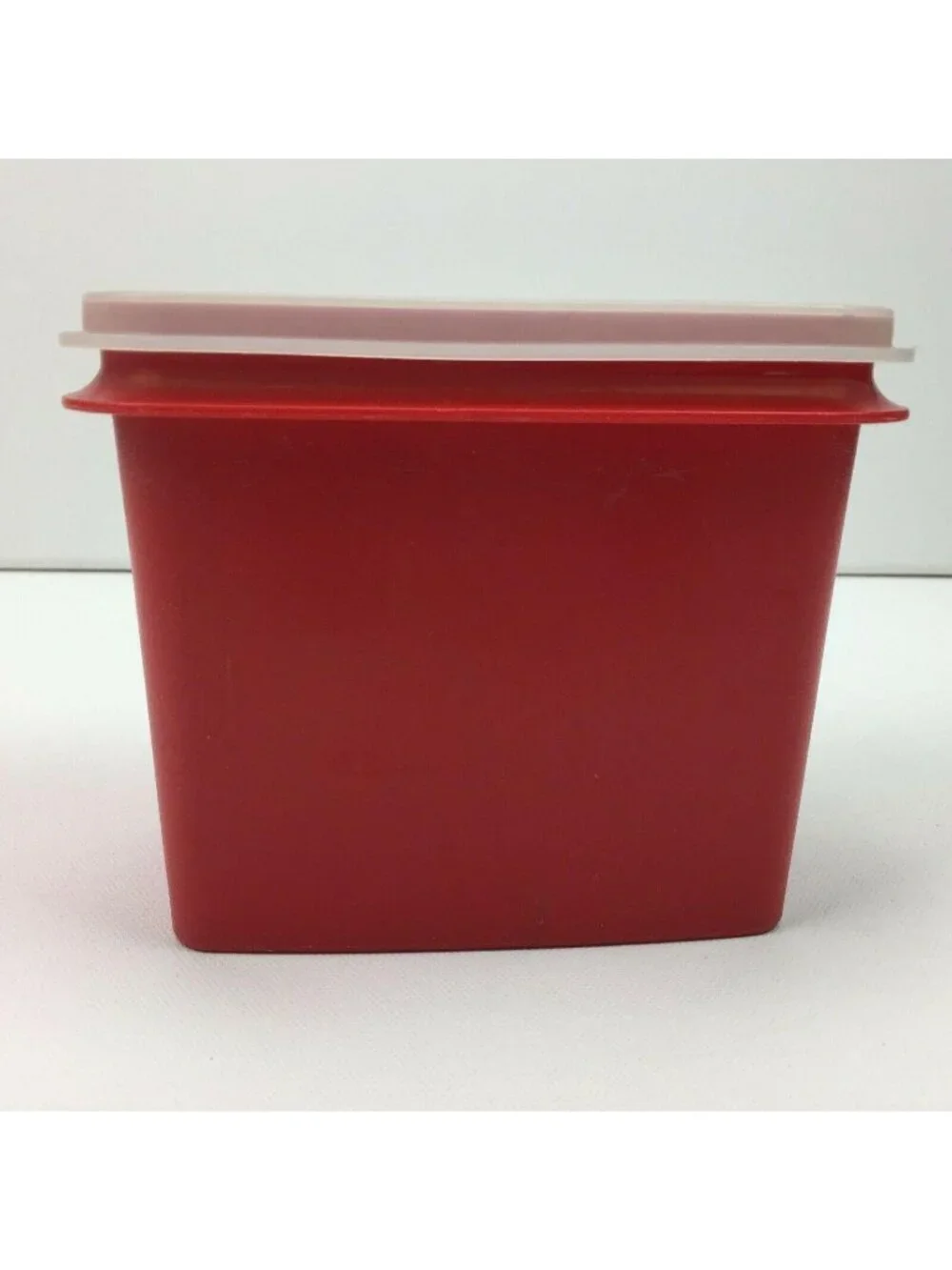 Vintage Tupperware Shelf Saver Red Container Sheer Clear Lid 1243-2 Modular